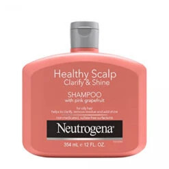 Neutrogena Exfoliating Healthy Scalp Clarify & Shine Shampoo For Oily Hair And Scalp, Anti-Residue Shampoo With Pink Grapefruit, PH-Balanced, Paraben & Phthalate-Free, Color-Safe, 12oz