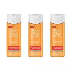 Neutrogena Body Clear Acne Body Wash With Glycerin & 2% Salicylic Acid Acne Medication, Oil-Free Acne Wash For Breakouts On Back, Chest & Shoulders, Non-Comedogenic, 8.5 Fl. Oz, Pack Of 3