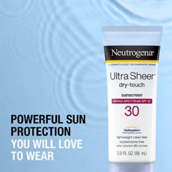 Neutrogena Ultra Sheer Dry-Touch Sunscreen Lotion, Broad Spectrum SPF 30 UVA/UVB Protection, Oxybenzone-Free, Water Resistant, Non-Comedogenic, Non-Greasy, Travel Size, 3 Fl Oz, Pack Of 3 -Neutrogena Store 086800194897 2
