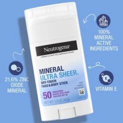 Neutrogena Ultra Sheer SPF 50 Zinc Mineral Sunscreen Stick 7 Neutrogena Ultra Sheer SPF 50 Zinc Mineral Sunscreen Stick -Neutrogena Store 2595047cm alt03