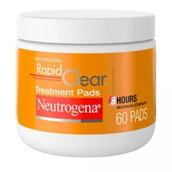 Neutrogena Rapid Clear Maximum Strength Acne Face Pads With 2% Salicylic Acid Acne Treatment Medication To Help Fight Breakouts, Oil-Free Facial Cleansing Pads For Acne-Prone Skin, 60 Ct