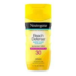 Neutrogena Beach Defense Water-Resistant Body Sunscreen Lotion With Broad Spectrum SPF 30, Oil-Free, PABA-Free, Oxybenzone-Free And Fast-Absorbing Sun Protection Against UVA/UVB Rays, 6.7 Fl. Oz